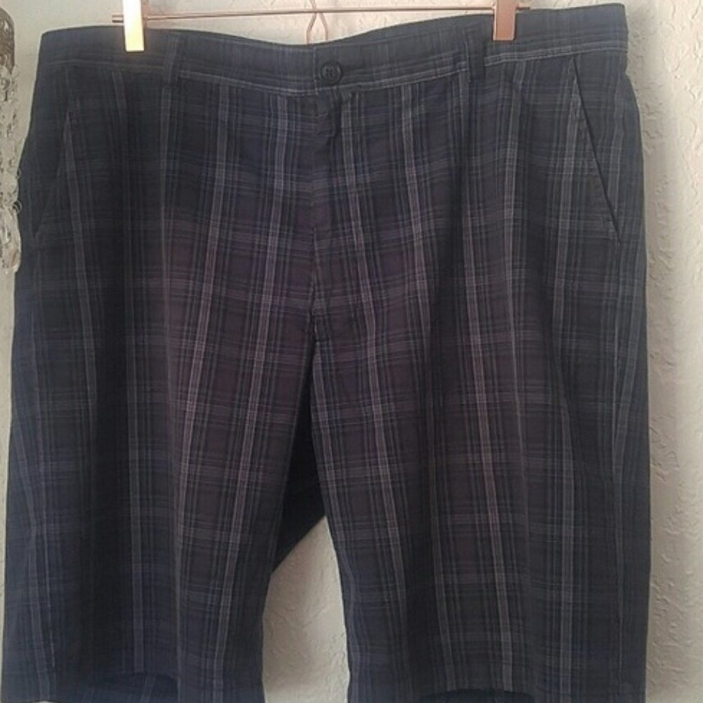 Blue Pronto Uomo Navy Blue Grey Black Sky Blue Plaid Shorts 40